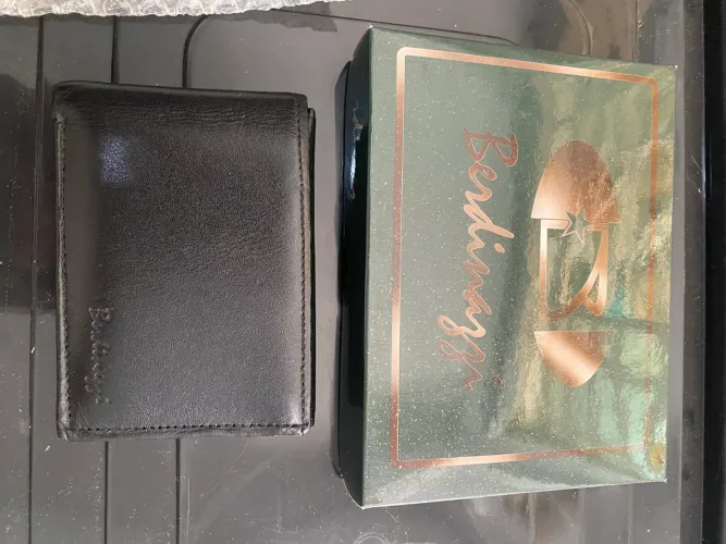 Carteira de bolso em couro Ligítimo Berdinazzi e porta cartões em Alumínio