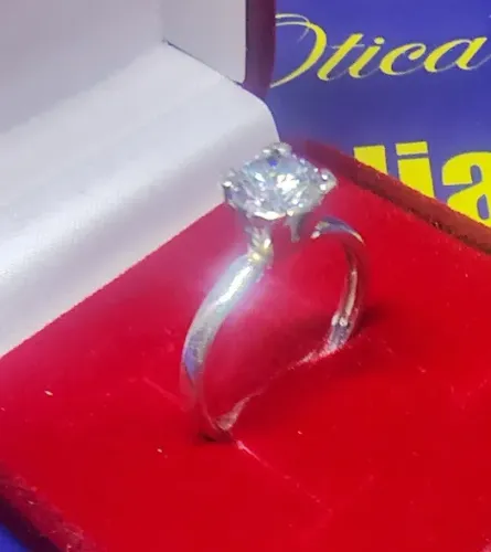 Anel Solitário Prata Pedra 4 mm Peso 3.30 Gramas Zircônia