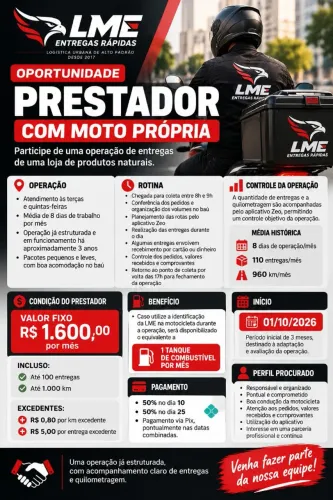 OPORTUNIDADE MOTOBOY/ MOTO FRETE