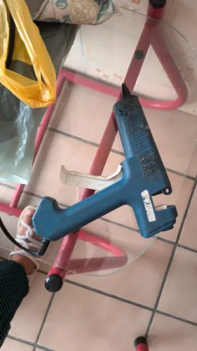 Pistola de Cola Quente Proficional Rhamos & Brito K800 Azul Bivolt 23W Bastão 11mm