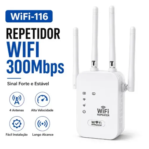 Repetidor Wifi 4 Antenas Roteador Amplificador De Sinal Modem 300MBPS