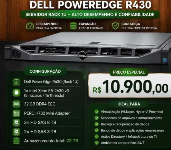 Servidor Dell Power Edge R430 pra vender mesmo