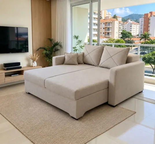 Sofá retrátil 118cm de um braço a outro.Entrego