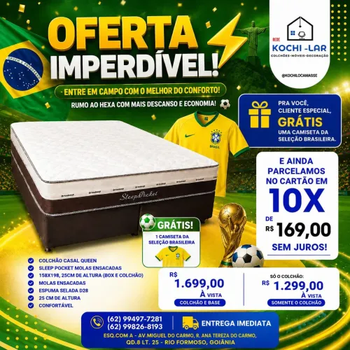 Cama queen com colchão confortável