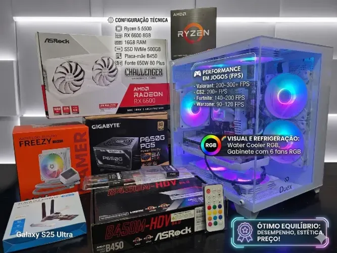 Computador Novo com RX 6600 Branca