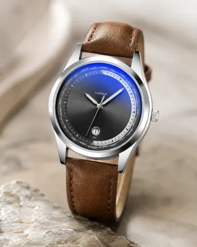 Relógio Yazole BK40 Quartz Couro Marrom Novo no Brasil