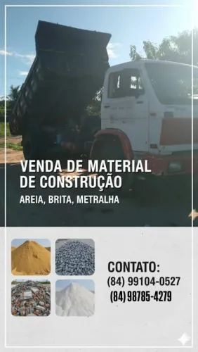 Venda de areia, brita retirada de entulho e metralhas 