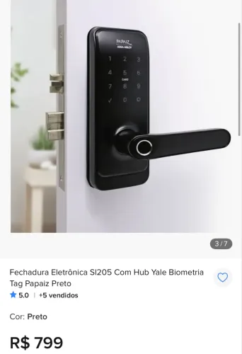 Fechadura Digital Eletronica Papaiz SL 205 com Digital Senha e Cartao Acesso