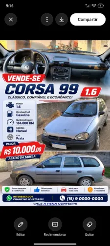 Chevrolet Corsa Sedan Super 1.0 MPFI 4P 1999