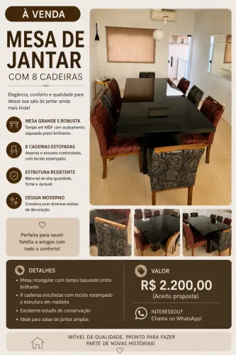 Mesa de jantar com 8 cadeiras