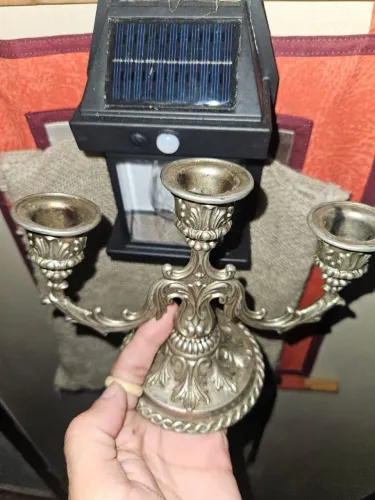 Castiçal Candelabro de Metal Prateado Pressurizado a Prata 3 Velas