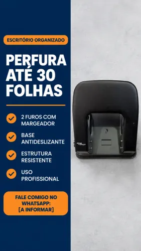 Perfurador JOCAR OFFICE 2 Furos, até 30 folhas de uma vez, sem esforço