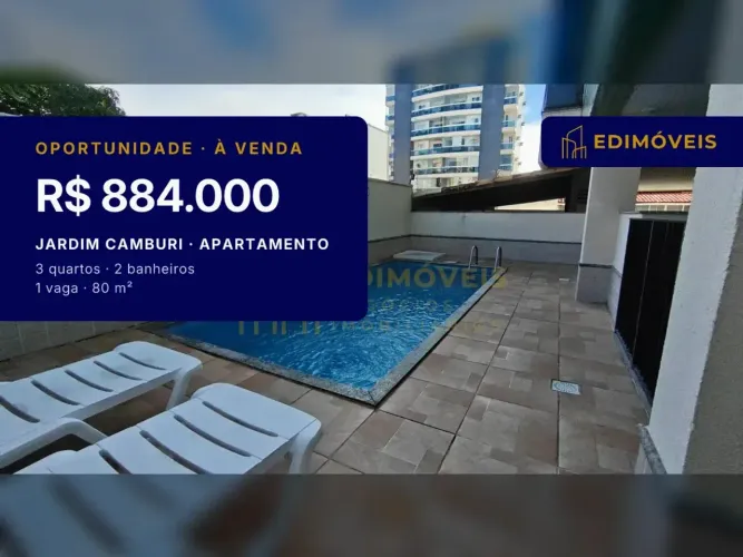 Jardim Camburi: Apartamento 3 quartos com suíte, próximo ao mar e piscina