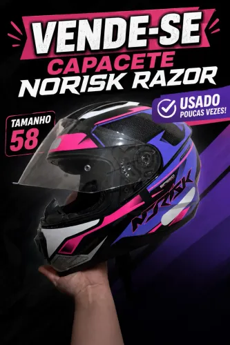 Capacete Norisk Feminino Fechado Razor Speedmax Rosa Roxo