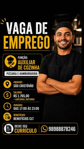 VAGA DE EMPREGO PIZZARIA E HAMBURGUERIA