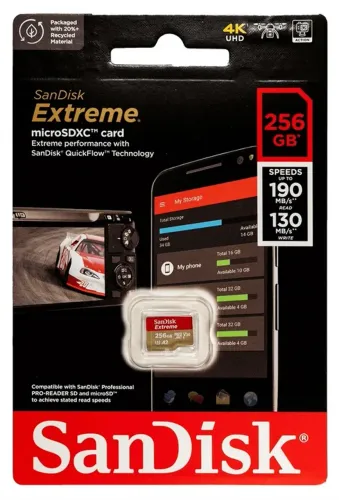 Cartão de Memória Sandisk Extreme 256Gb MicroSD (Original)