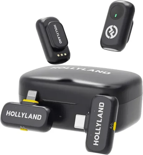 Microfone magnético sem fio Hollyland Lark A1 Combo (2 transmissores + 2 receptores + esto