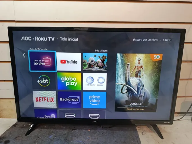 Tv AOC Roku 32 Polegadas vario app YouTube Netflix top muito rápida pezinho controle 