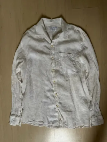 Camisa Zara Branca 100% Linho XL Manga Longa
