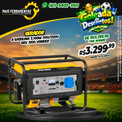 Gerador a gasolina 3.100W 110V/220V GGV 3100 VONDER