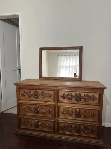 Cômoda de Madeira Maciça Entalhada + Espelho (Vendo Junto ou Separado)