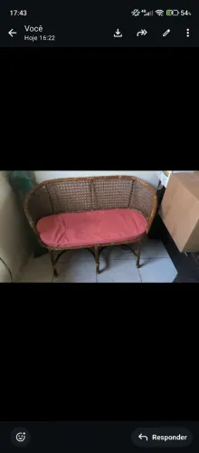 Sofá de palha/rattan excelente estado com almofada