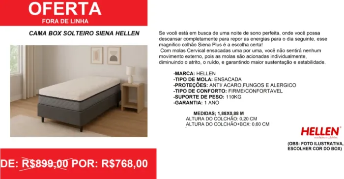 cama completa - colchão + box - solteiro - molas - compre hoje e receba em 72 horas 