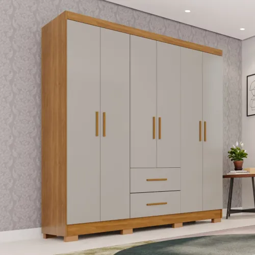 Guarda-Roupa 6 Portas Premium 1,50 m Cinamomo/Off White tt32