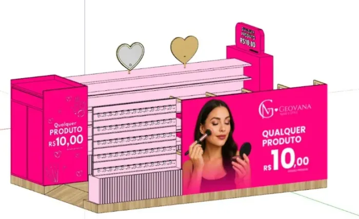 Quiosque Comercial Completo para Cosméticos e Acessórios
