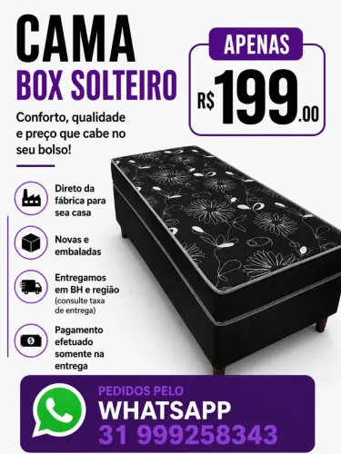 Cama box solteiro apenas 199 reais