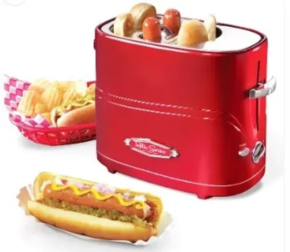 Torradeira para Hot Dog e Pão - 2 Slots (Retro), Vermelha Metálica, nova, muito bonita,