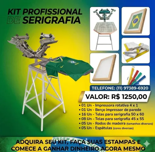Kit de serigrafia com impressora rotativa 4 x 1.