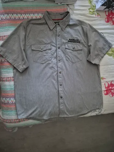 ?Camisa Harley-Davidson Genuine MotorClothes Cinza Pinstripe