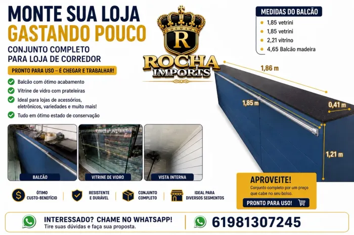 Conjunto de Móveis pra loja completa  para loja de corredor