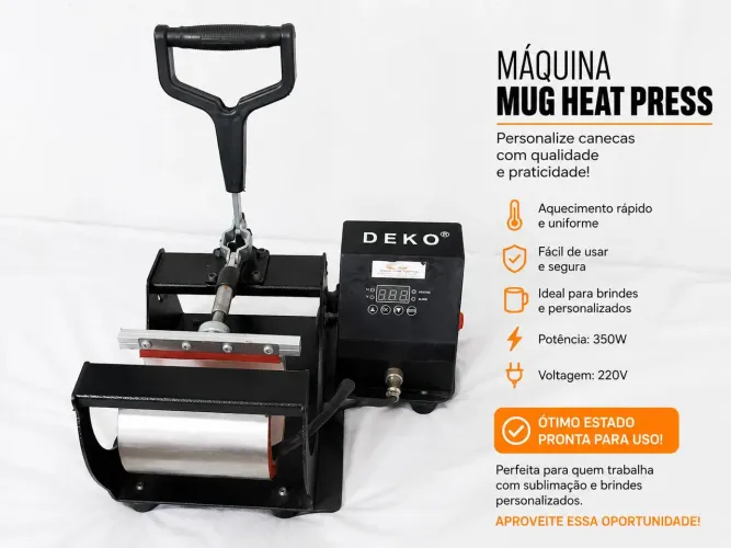 MÁQUINA DE SUBLIMAÇÃO DE CANECAS DEKO - MUG HEAT PRESS