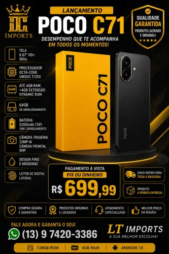 ? POCO C71 - O Melhor Custo-Benefício da Categoria! ?