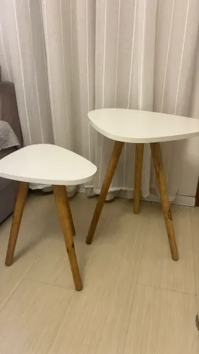 Jogo de Mesinhas Laterais Pe Palito Retro Decorativa Tampo Orgânico