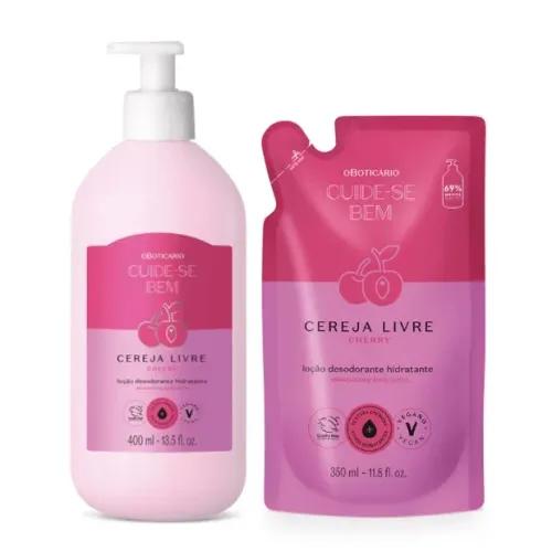Creme Hidratante Cereja Livre + Refil