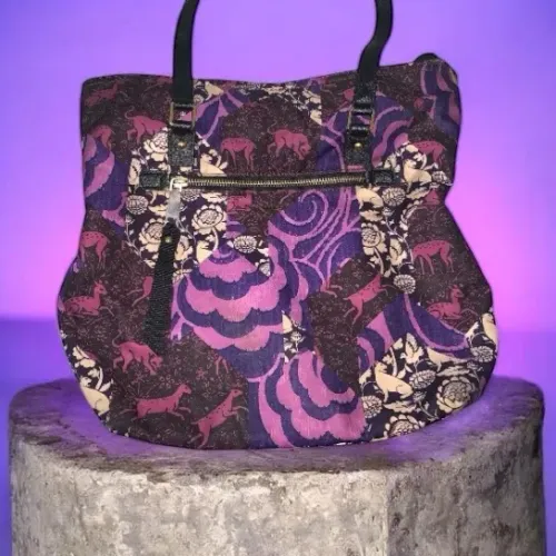 Bolsa legítima grife Marc Jacobs púrpura estampada grande 