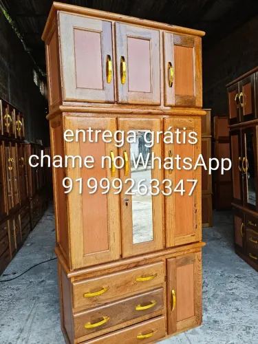 Guarda roupa de madeira espelhado portas novo