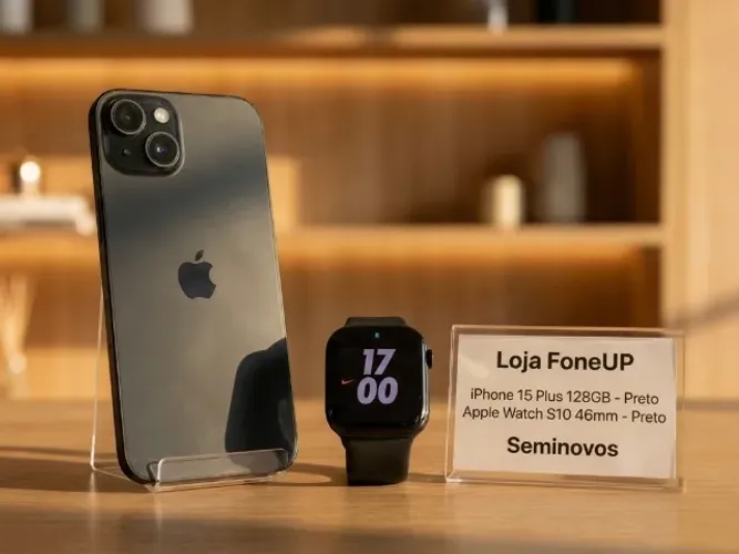 iPhone 15 Plus e Apple Watch S10 46mm | Seminovos | Garantia 90 dias