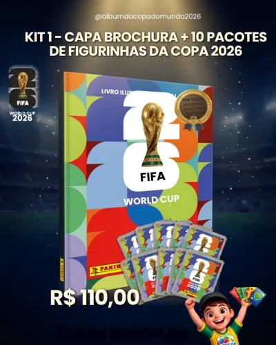 KIT 1 ÁLBUM BROCHURA + 10 FIGURINHAS 