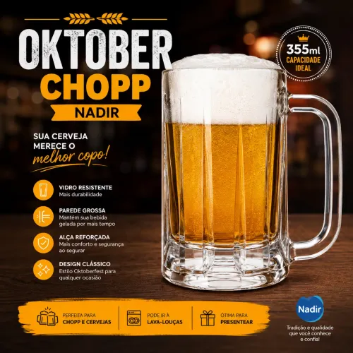 Caixa com 12 Caneca oktober chopp cerveja ? 355ml Nadir 