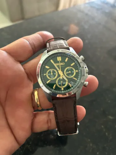 Relógio Seiko Chronograph Masculino Couro Resistente