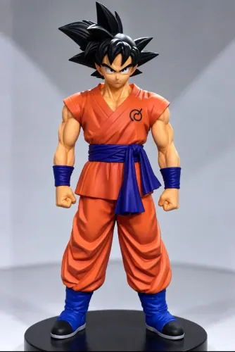 Figura Goku Dragon Ball Z com Uniforme Vermelho e Base Preta - Colecionável