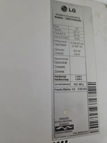 Ar-condicionado LG R22 leia a descrição.