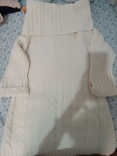 Vestido de tricot branco da shein ombro a ombro com bolsos 
