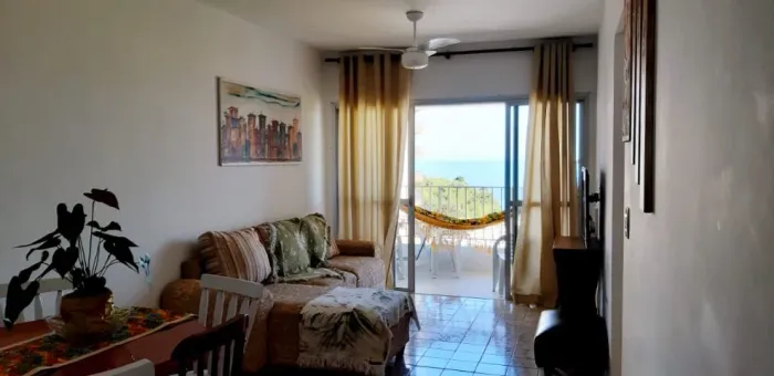Aluguel Apartamento Vista para o Mar, 2 dormitórios, 2 banheiros, sacada e 1 vaga coberta