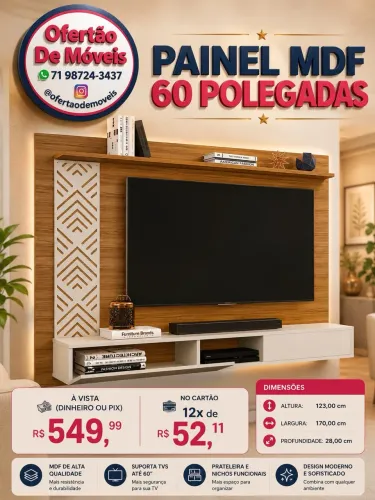 Painel TV 60 polegadas 100% MDF