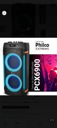 Caixa de som com karaokê philco